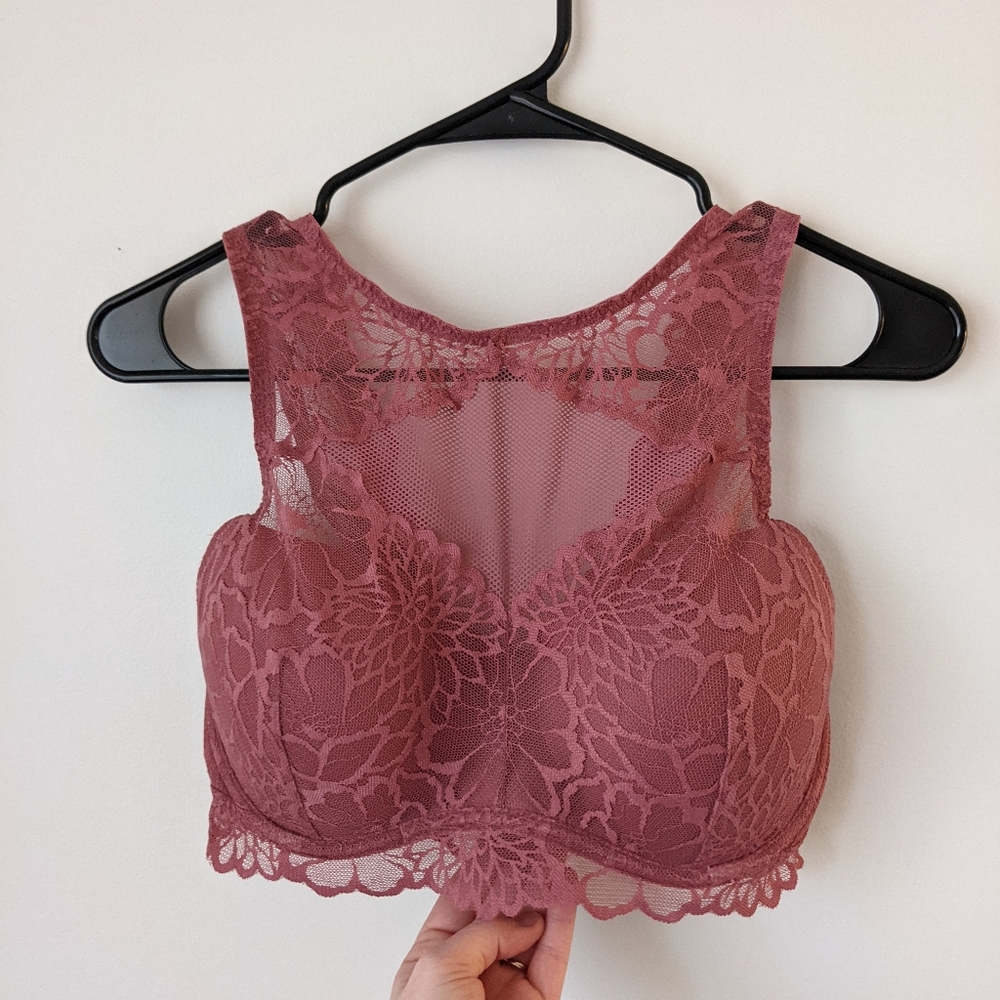 Pink Victoria's Secret Lace Bralette in Dusty Rose Size Medium DD